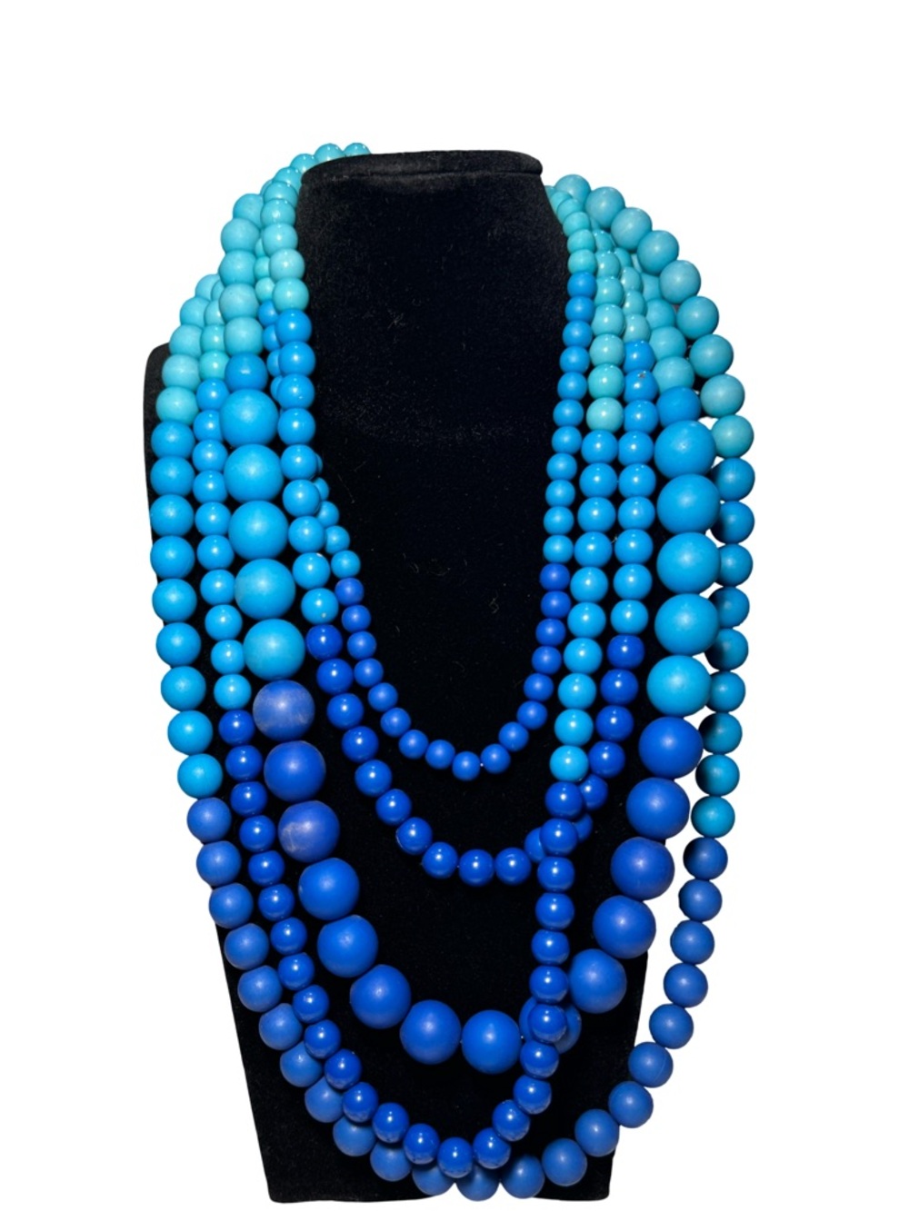 🔹🩵 BaubleBar Ombre Blue Multi-Strand Bead‎ Necklace 🩵🔹